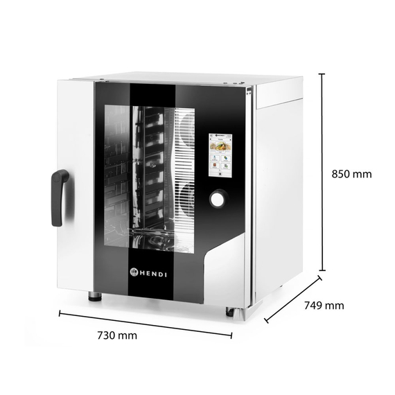Hendi Konvektionsdampfgarer – Touch 7 x GN 1/1, elektrisch, mit direktem Dampf und Touchscreen-Steuerung, 730x784x(H)850mm, Bild 2