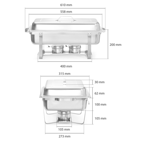 Hendi Chafing Dish Set, GN 1/1, 7,5L, 600x355x(H)305mm, Bild 7