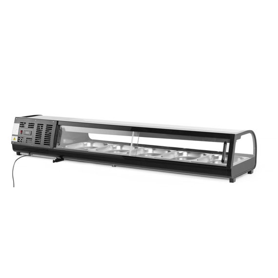Arktic Sushi-Vitrine, Fassungsvermögen: 5x GN 1/2 (H)40 mm (im Lieferumfang enthalten)., Schwarz, 220-240V/190W, 1800x420x(H)265mm, Bild 5