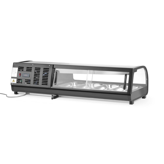 Arktic Sushi-Vitrine, Im Lieferumfang enthalten: 4x GN 1/3 (H) 40 mm., GN 1/3, Schwarz, 220-240V/190W, 1177x426x(H)296mm, Bild 3