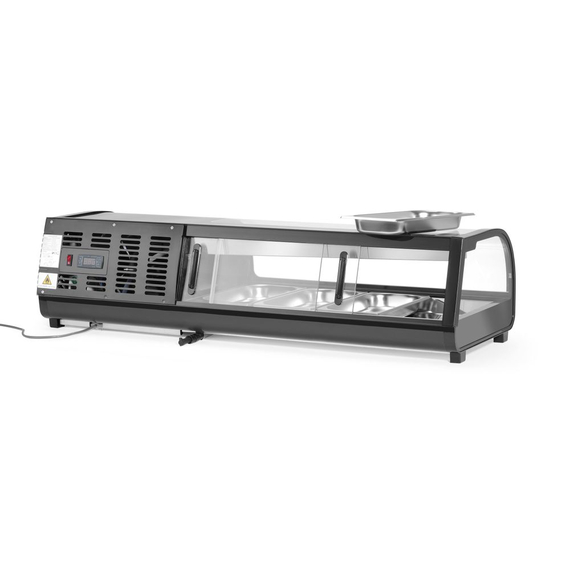 Arktic Sushi-Vitrine, Im Lieferumfang enthalten: 4x GN 1/3 (H) 40 mm., GN 1/3, Schwarz, 220-240V/190W, 1177x426x(H)296mm, Bild 7