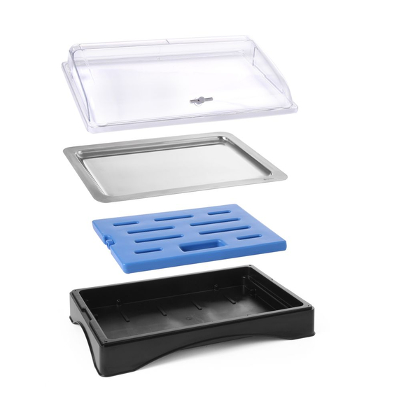 Hendi Rolltop-Display gekühlt - GN 1/1, Set inkl. Kühlelement, 555x357x(H)175mm, Bild 5