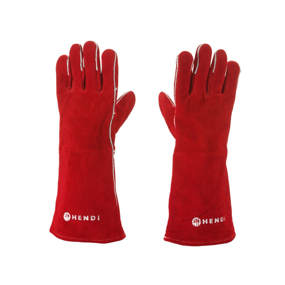 Hendi Hitzebeständige Handschuhe, Leder, Rot, 2 Stk., (L)410mm, Bild 2
