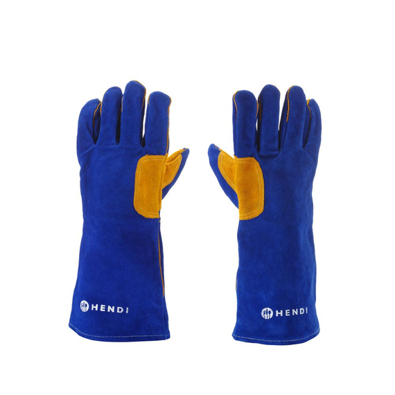 Hendi Hitzebeständige Handschuhe, Leder, Blau, 2 Stk., (L)410mm, Bild 2