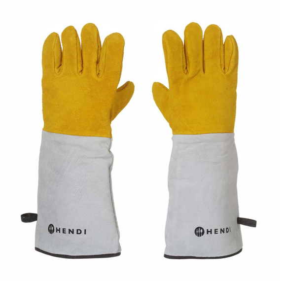 Hendi Leder-Grillhandschuhe hitzebeständig – 2 Stück, 2 Stk., (L)460mm, Bild 3