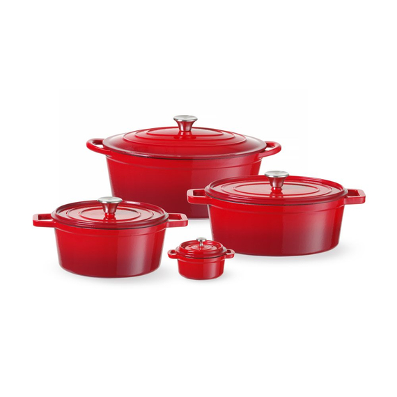 Hendi Emaillierter Gusseisentopf, 6,88L, Rot, 405x255x(H)134mm, Bild 5