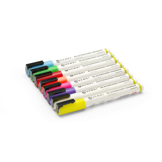 Hendi Kreidemarker 3 mm, Marker 1x weiß, 1x rot, 1x blau, 1x grün, 1x gelb, 1x violett, 1x orange und 1x pink, Bild 5