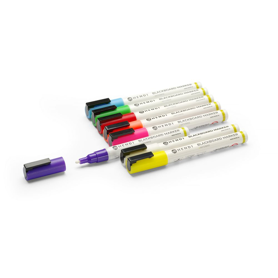 Hendi Kreidemarker 3 mm, Marker 1x weiß, 1x rot, 1x blau, 1x grün, 1x gelb, 1x violett, 1x orange und 1x pink, Bild 7