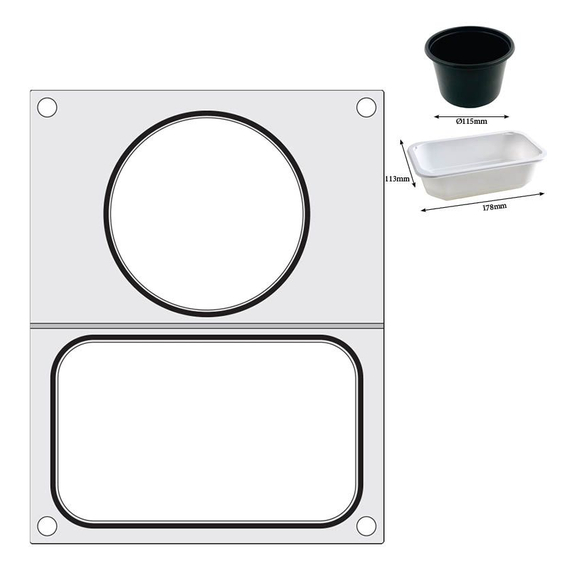 Hendi Matrize für Versiegelungsmaschine, zwei Behälter (1x 178x113 mm, 1x ø115 mm), Bild 5