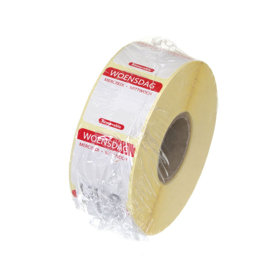 Hendi Täglich anwendbare Lebensmittelsicherheitsetiketten, mehrfach verwendbar, leicht entfernbar , Mittwoch, Rot, 1000 Stk., 25x25mm, Bild 3