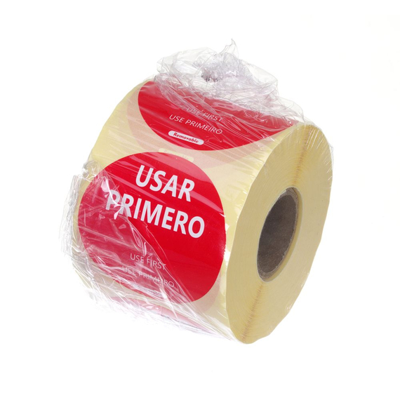 Hendi Lebensmittelsicherheitsetiketten, für den Mehrfachgebrauch, einfach zu entfernen, „ZUERST VERWENDEN“, Rot, 500 Stk., ⌀50mm, Bild 3