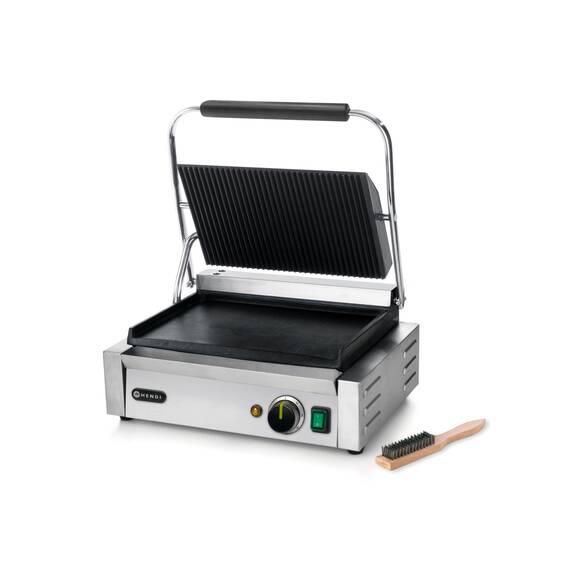 Hendi Kontaktgrill Panini, Oben gerillt, unten glatt, Grillfläche: Oben gerillt, unten glatt