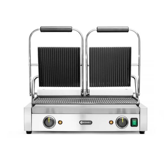 Hendi Kontaktgrill Doppelversion, gerillt, Grillfläche: Gerillt