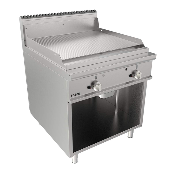SARO Gasgriddleplatte 800 mm breit Standgerät gerillt Modell LQ / FTG4BAR