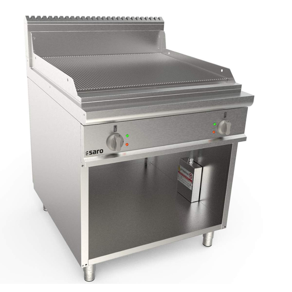 SARO Elektrogriddleplatte 800 mm breit Stand gerillt Modell LQ / FTG4BAR