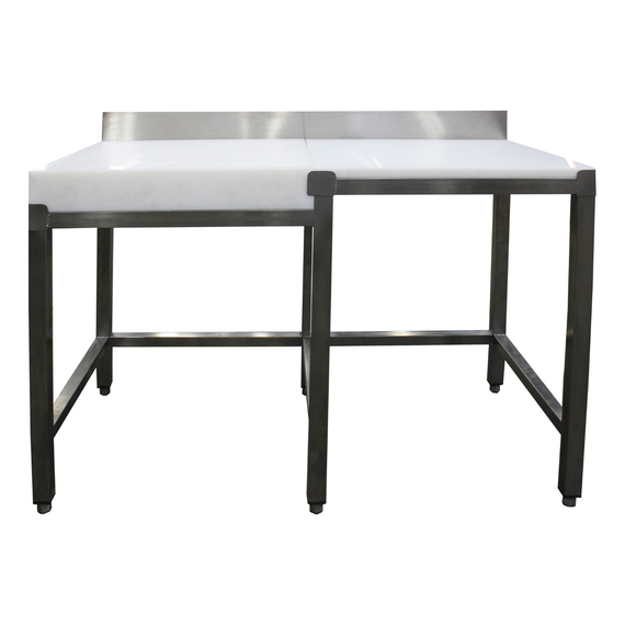 SARO Zerlegetisch mit Hackblock links mit Aufkantung 1800x600