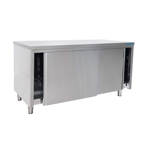 SARO Edelstahlschrank Schiebetür - 700 mm Tiefe, Breite 1600mm