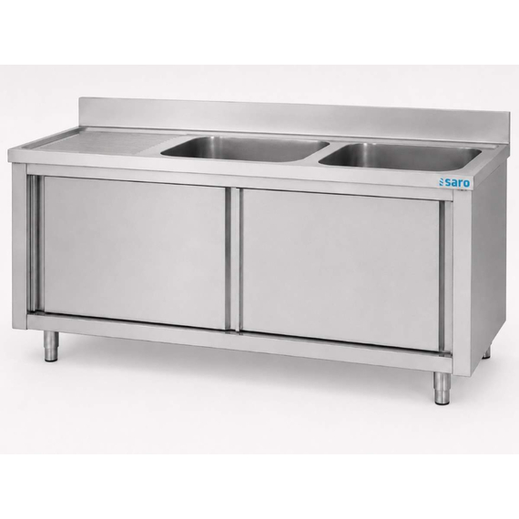 SARO Spülschrank mit Schiebetüren 1600mm, 2 Becken rechts