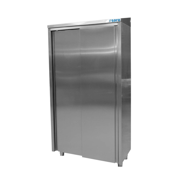 SARO Edelstahlhochschrank 2 Schiebetüren, Breite 1000mm