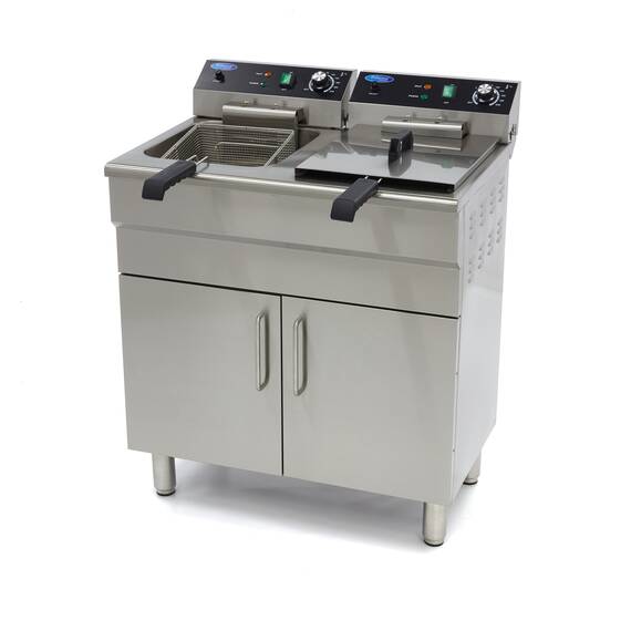 Maxima Elektro Fritteuse 2 x 16 Liter mit Ablasshahn