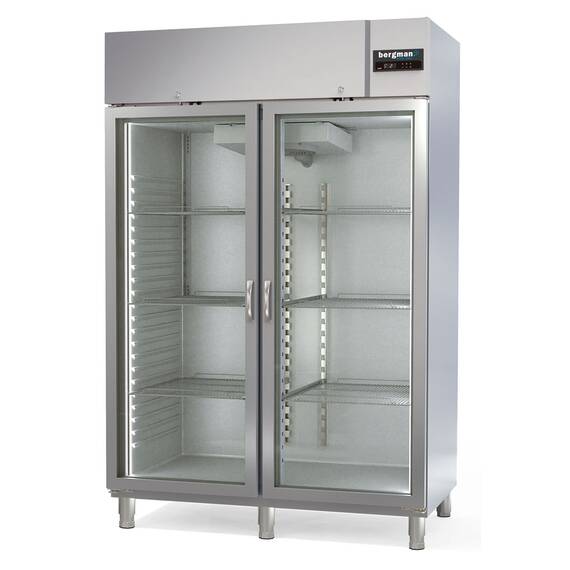 Bergman Profi-Line 1400 Gastro Kühlschrank - 2 Glastüren GN 2/1