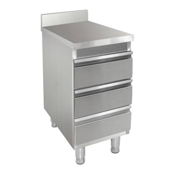 Bergman Basic-Line 700 Edelstahl-Schubladenschrank 3-fach/Aufkantung