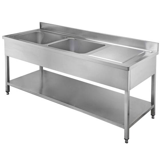 Bergman Profi-Line Spültische 700 mit 2 Becken links und Abtropffläche B1600