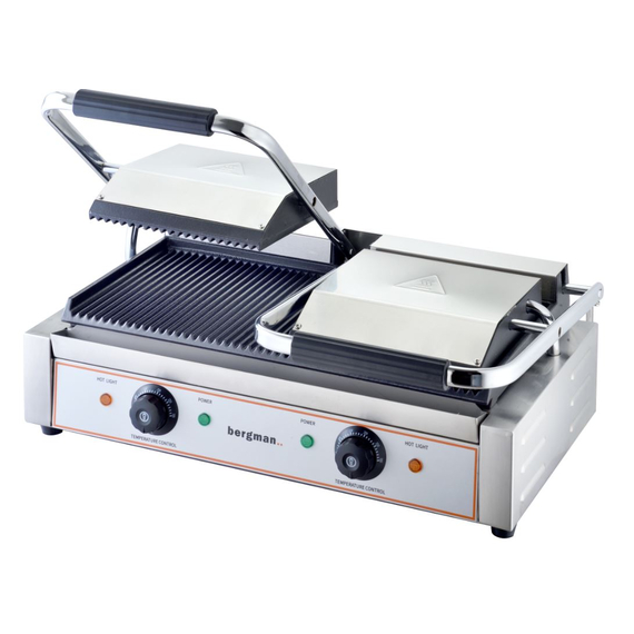 Bergman Basic-Line Elektro-Kontaktgrill gerillt - 2 x 1,8 kW