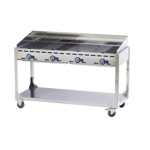 Hendi Grillsystem Green Fire 4 Brenner mit Rollengestell 1400x612x(H)825 mm, Bild 3