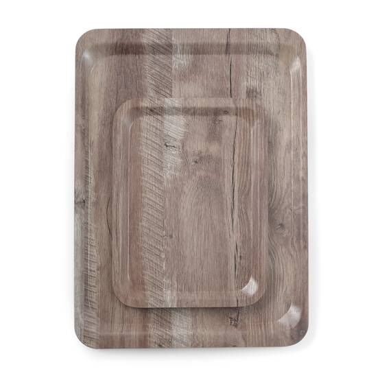 Hendi Serviertablett aus Melamin mit Holzoptik, Holz dunkel 240x350 mm, Farbe: Holz dunkel, Größe: 240x350