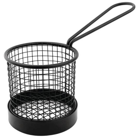 Olympia rundes Frittierkörbchen mit Stiel schwarz 8cm