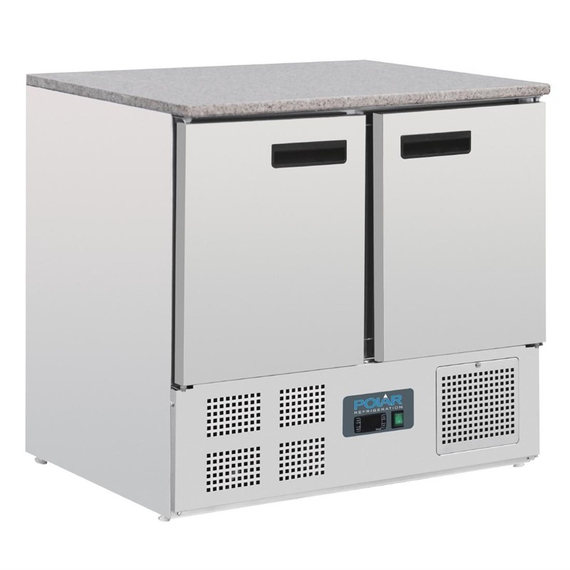Polar Serie G Thekenkühltisch mit Marmorarbeitsfläche 2-türig 240L