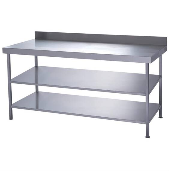 Parry Vollverschweißter Wandtisch aus Edelstahl mit 2 Unterböden 1800 x 600 mm
