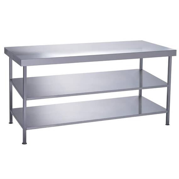 Parry Vollverschweißter Mitteltisch aus Edelstahl mit 2 Unterböden 1200 x 600 mm