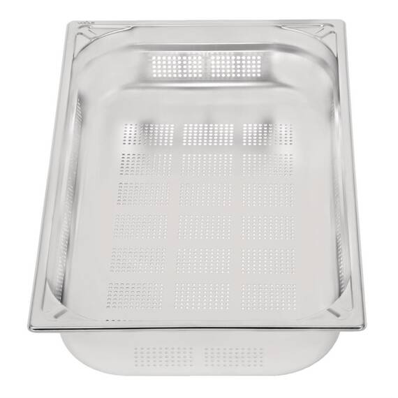 Vogue Strapazierfähiger, gelochter GN-Behälter 1/1 Edelstahl 100mm