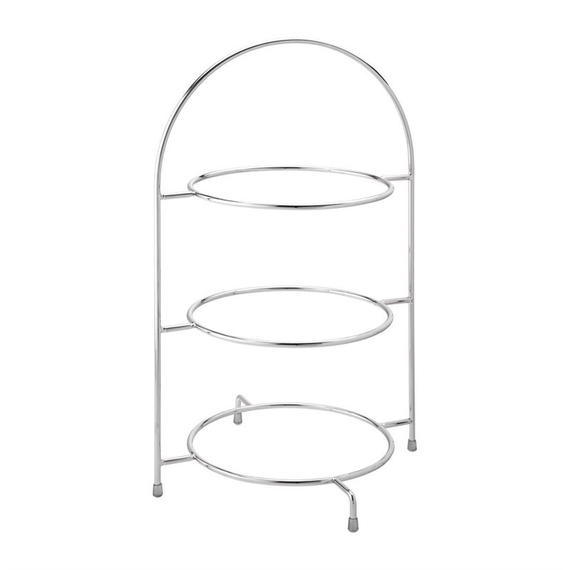Verchromter 3-stöckiger Kuchentellerständer - 43cm 17" - zur Aufnahme von 3 x 250mm Tellern (Bo