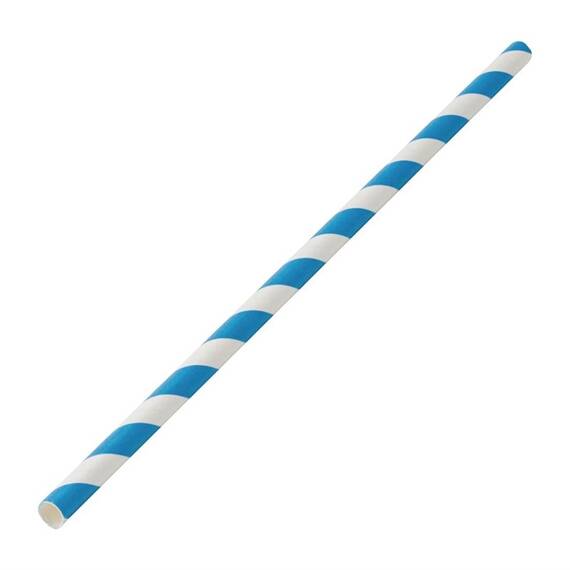 Utopia Biologisch abbaubare Papierstrohhalme mit Blaue Streifen (250er Pack)