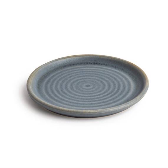 Olympia Canvas runder Teller mit schmalem Rand granit-blau 18cm