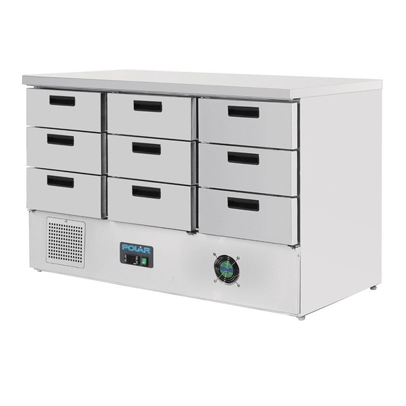 Polar Serie G Kühltisch mit 9 Schubladen 368L