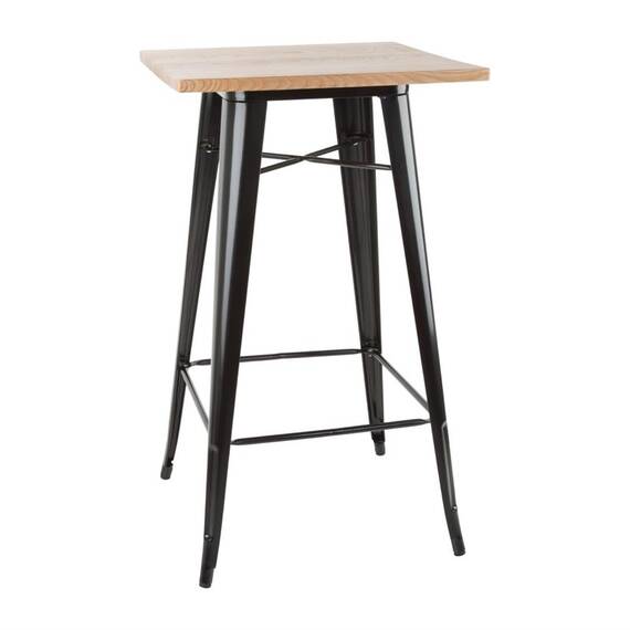 Bolero Bistro Bartisch mit Holzplatte schwarz