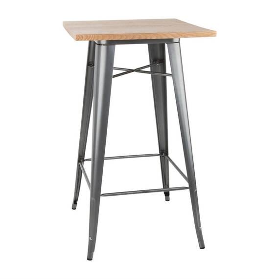 Bolero Bistro Bartisch mit Holzplatte grau