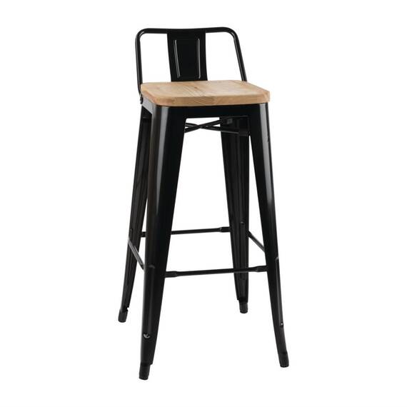 Bolero Bistro Hochbarstuhl mit Holzsitz schwarz (4 Stück)
