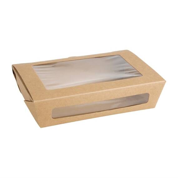 Fiesta Recycelbare Salatbox mit PET-Fenster 1200ml (Packung mit 150 Stück)