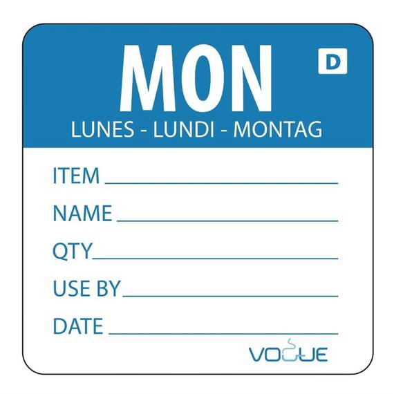 Vogue auflösbare Etiketten Montag blau