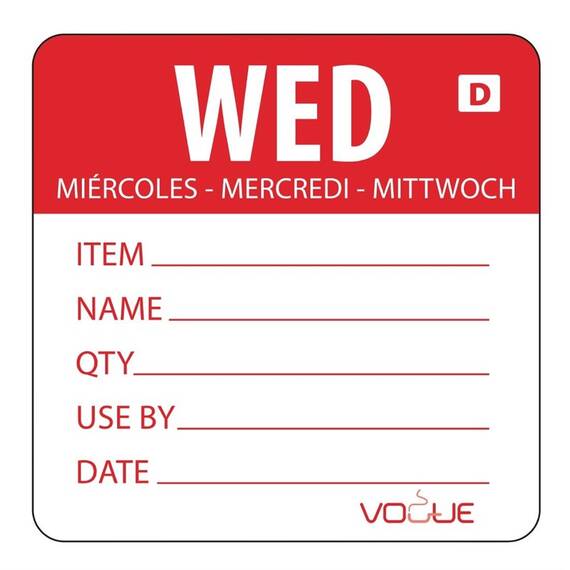 Vogue auflösbare Etiketten Mittwoch rot