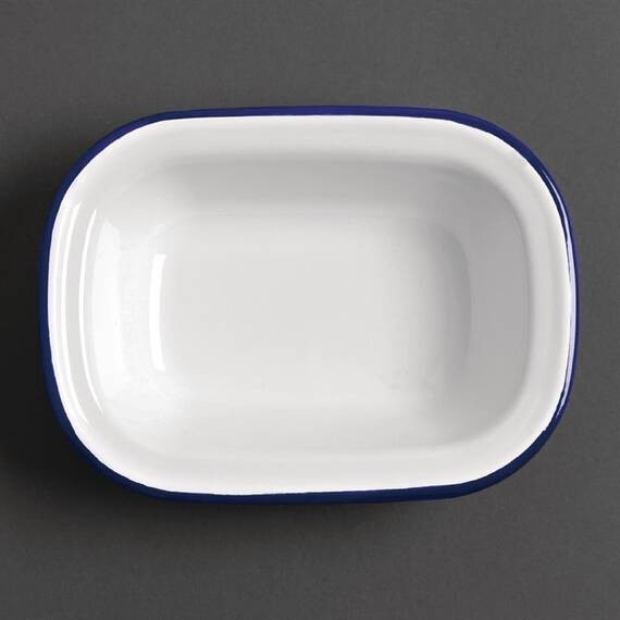 Olympia rechteckige Speiseschale weiß-blau 13,5 x 18cm
