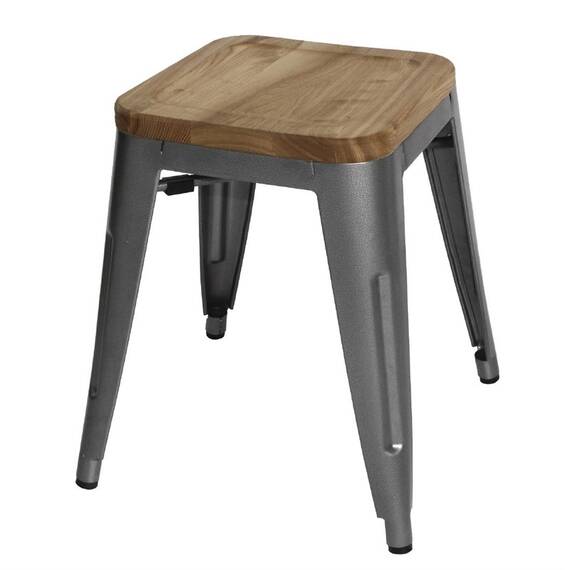 Bolero Stahlhocker mit Holzsitz - grau (4 Stück)