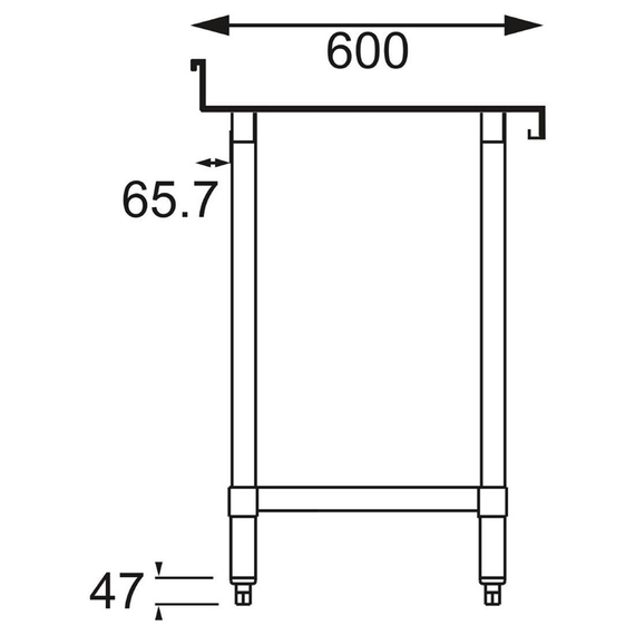 Vogue Edelstahl Arbeitstisch mit Aufkantung und Regalboden 180 x 60cm