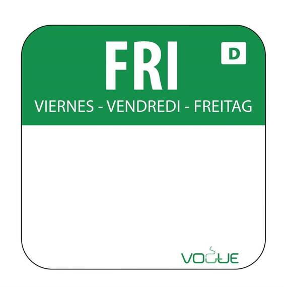 Vogue Selbstauflösende Lebensmittelrotationsetiketten Freitag