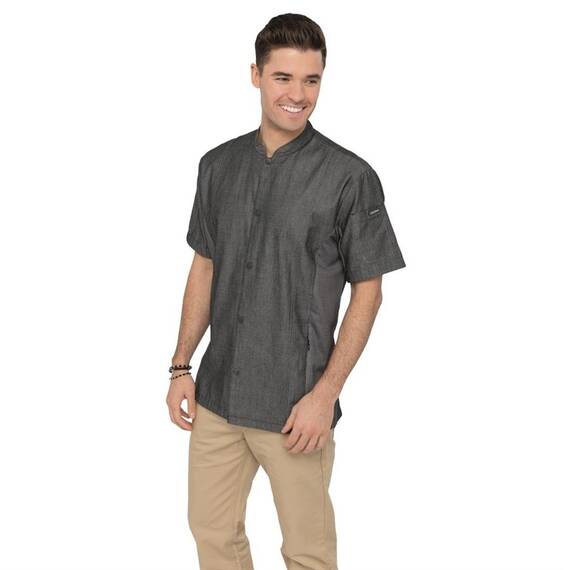Chef Works Urban Tribeca Denim Kochjacke mit Druckknopfverschluss kurzarm grau XL